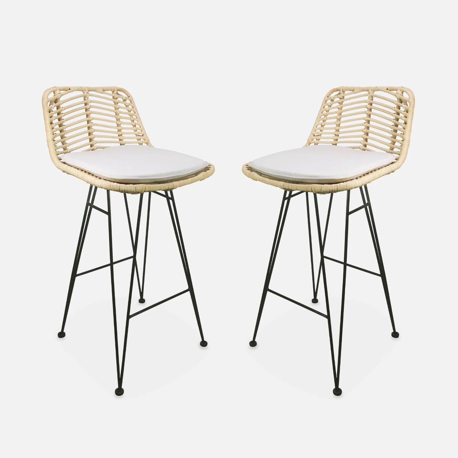 Tabouret De Bar Métal Et Rotin 67cm (lot De 2) Couleur : Naturel 6 Tabouret De Bar Métal Et Rotin 67cm (lot De 2) Couleur : Naturel – Image 4