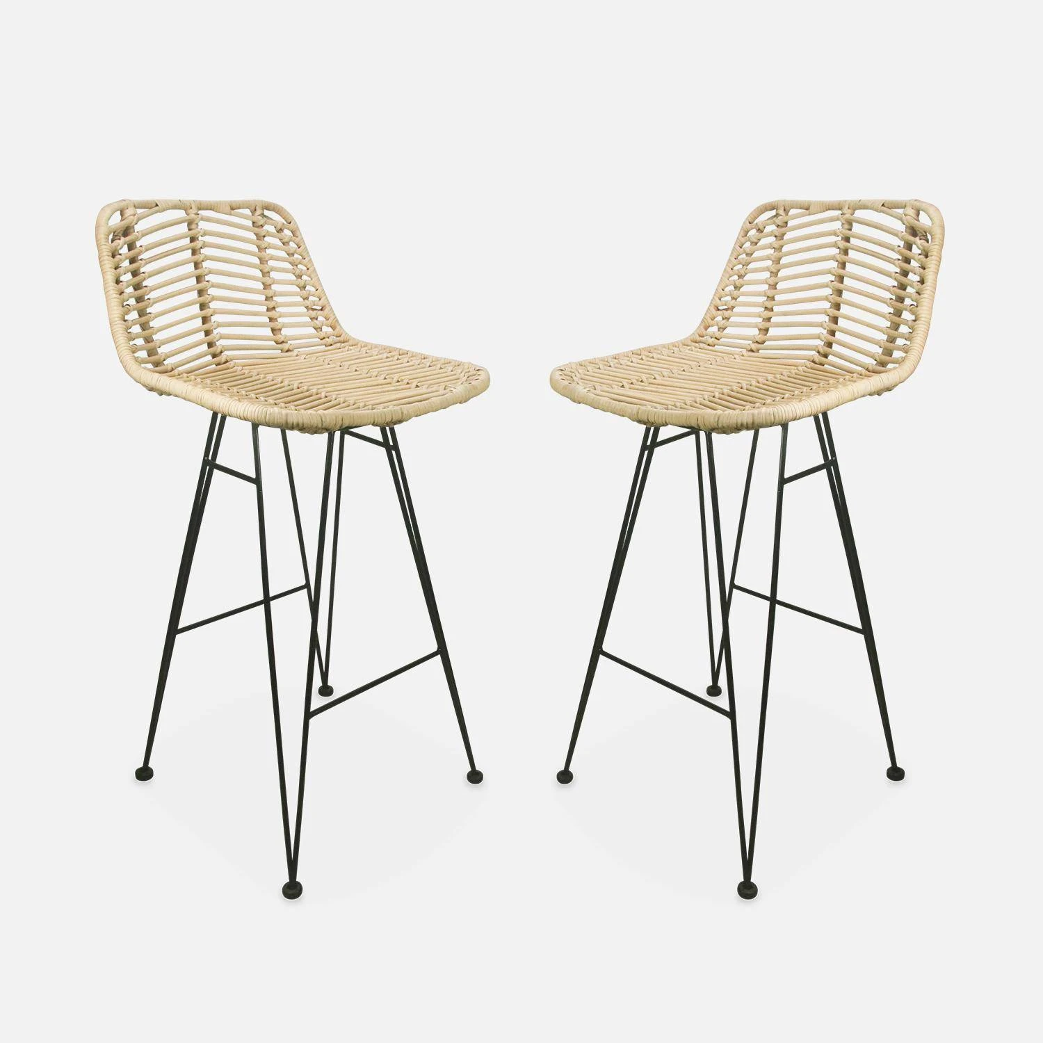 Tabouret De Bar Métal Et Rotin 67cm (lot De 2) Couleur : Naturel 9 Tabouret De Bar Métal Et Rotin 67cm (lot De 2) Couleur : Naturel – Image 7