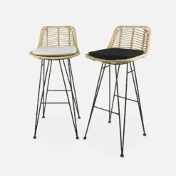 Tabouret De Bar Métal Et Rotin 75cm (lot De 2) Couleur : Noir 21 Tabouret De Bar Métal Et Rotin 75cm (lot De 2) Couleur : Noir -Sweeek irawsto75bkx2 390e74fdd5beff02d9e2d1b3d5307387