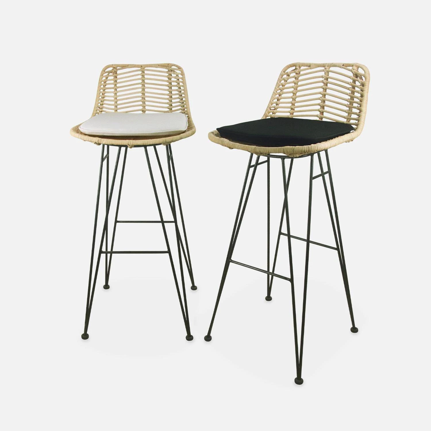 Tabouret De Bar Métal Et Rotin 75cm (lot De 2) Couleur : Noir 12 Tabouret De Bar Métal Et Rotin 75cm (lot De 2) Couleur : Noir – Image 10
