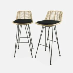 Tabouret De Bar Métal Et Rotin 75cm (lot De 2) Couleur : Noir 14 Tabouret De Bar Métal Et Rotin 75cm (lot De 2) Couleur : Noir -Sweeek irawsto75bkx2 7d24e2a78299dc714f16e4ad235b9358
