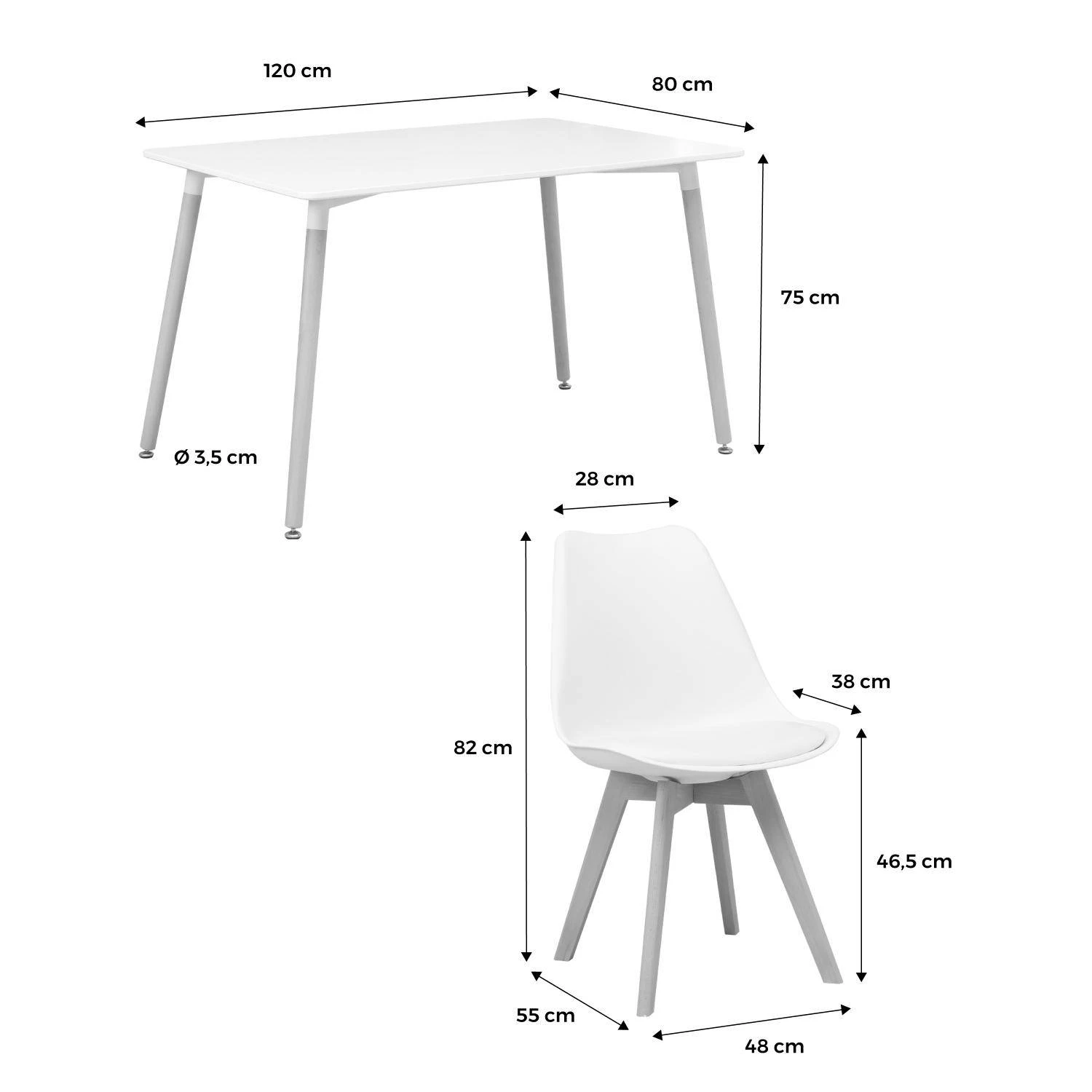Table à Manger Scandinave Pieds Bois 4 Chaises 8 Table à Manger Scandinave Pieds Bois 4 Chaises – Image 6