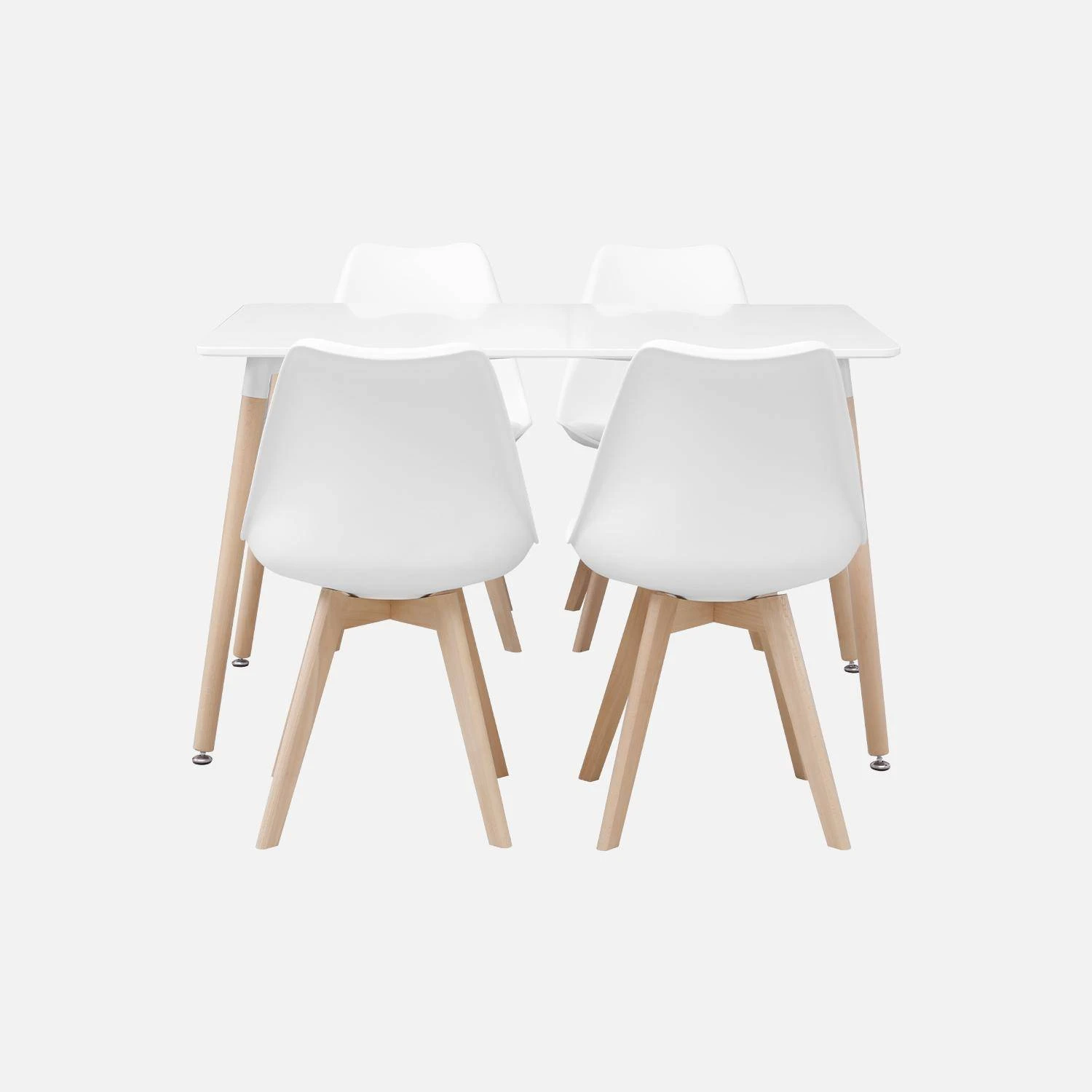 Table à Manger Scandinave Pieds Bois 4 Chaises 4 Table à Manger Scandinave Pieds Bois 4 Chaises – Image 2