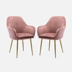 Fauteuil Velours Et Pieds Métal (lot De 2) Couleur : Vieux Rose 10 Fauteuil Velours Et Pieds Métal (lot De 2) Couleur : Vieux Rose -Sweeek isharmvvopkx2 b647b10547f56a694879f2227085e000