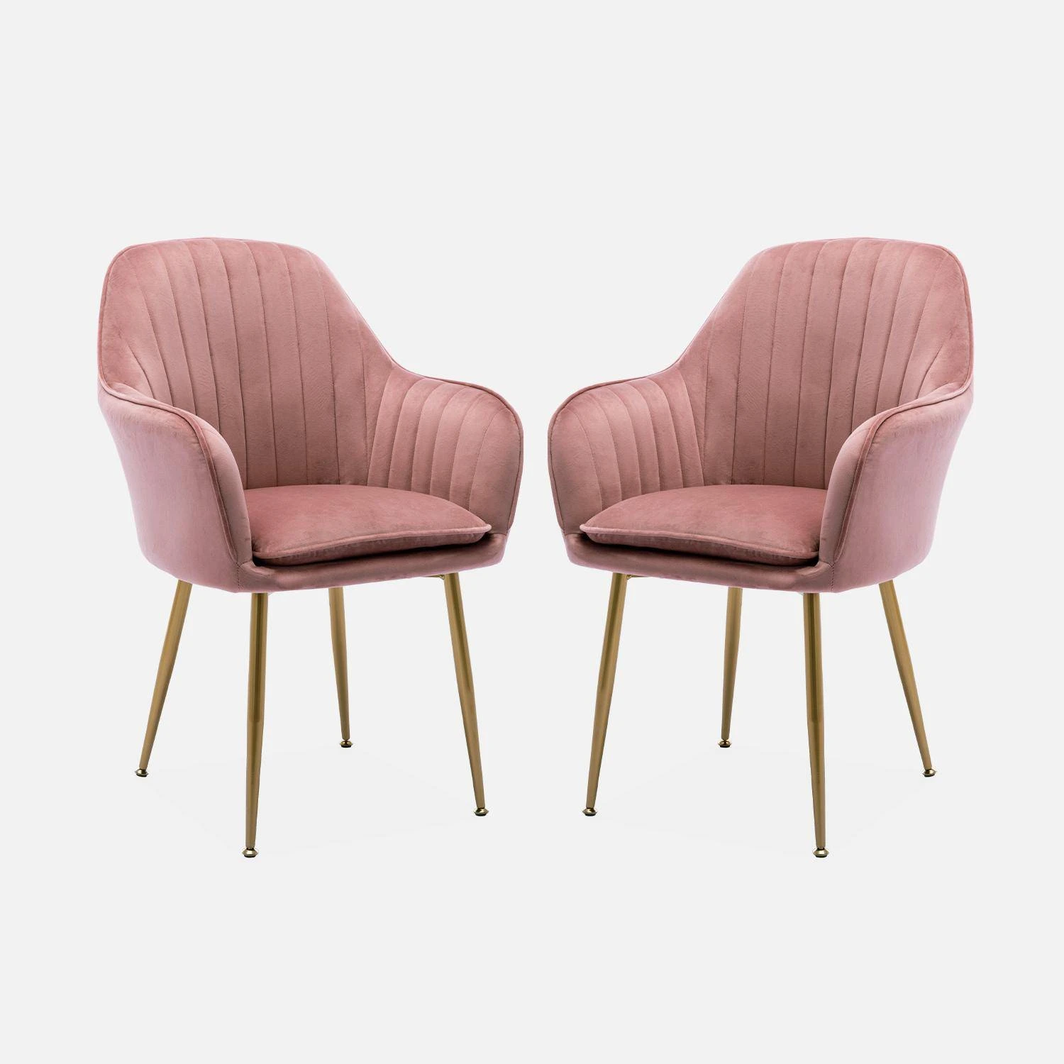 Fauteuil Velours Et Pieds Métal (lot De 2) Couleur : Vieux Rose 5 Fauteuil Velours Et Pieds Métal (lot De 2) Couleur : Vieux Rose – Image 3