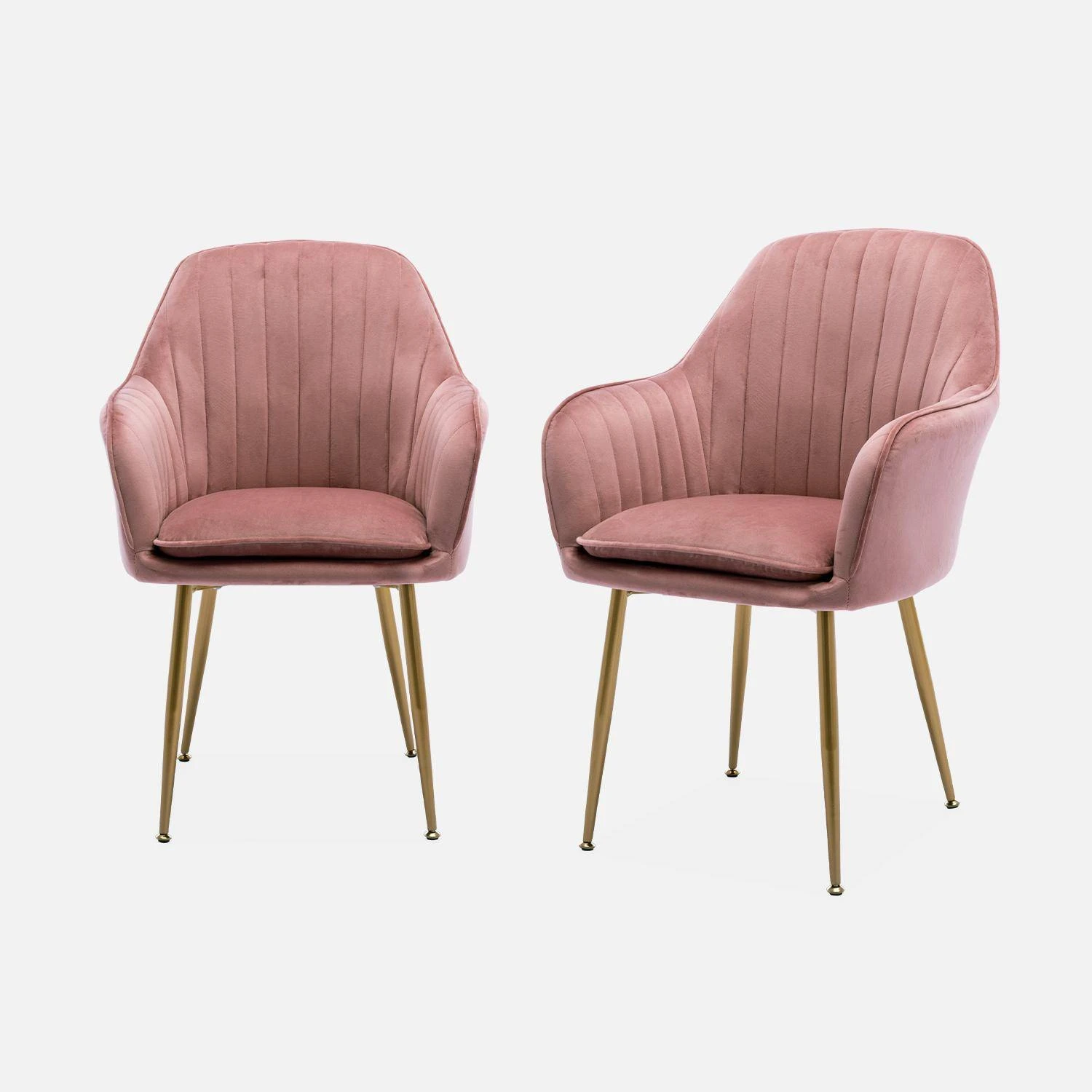 Fauteuil Velours Et Pieds Métal (lot De 2) Couleur : Vieux Rose 4 Fauteuil Velours Et Pieds Métal (lot De 2) Couleur : Vieux Rose – Image 2