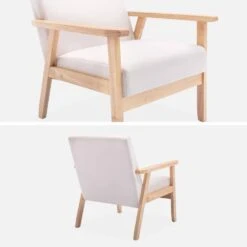 Fauteuil Scandinave Bois Et Tissu Couleur : Crème -Sweeek iskacls1bg 04a28fcf6bf06a6e67b1e72b433fe879
