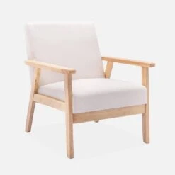 Fauteuil Scandinave Bois Et Tissu Couleur : Crème -Sweeek iskacls1bg aebec844a7c296698cd5c2a0b59c9588