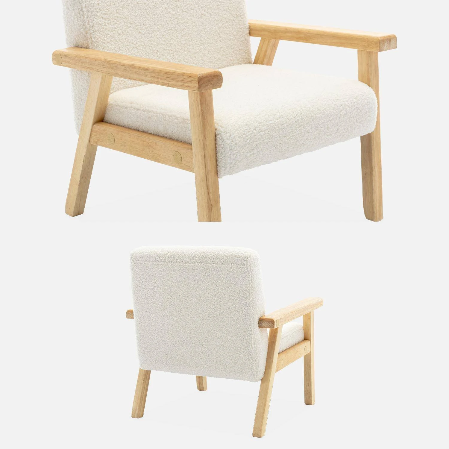 Fauteuil Scandinave Enfant Bois D'hévéa Couleur : Blanc 5 Fauteuil Scandinave Enfant Bois D'hévéa Couleur : Blanc – Image 3