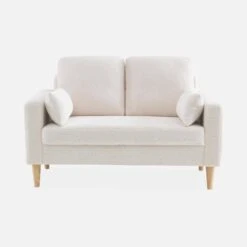 Canapé 2 Places Tissu Bouclette, Pieds Bois -Sweeek isof2boucl 47f805332c36ea90f4da46405ad14ec9