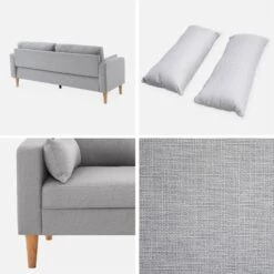 Canapé 3 Places Tissu, Pieds Bois Couleur : Gris Clair 11 Canapé 3 Places Tissu, Pieds Bois Couleur : Gris Clair -Sweeek isof3lgy c3984bd373ec6526316959c569e4c617