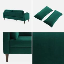 Canapé 3 Places Velours, Pieds Bois D'hévéa Couleur : Vert Anglais -Sweeek isof3vvdg 5970b57cae5f403f8da0bc0ad2ee23ec