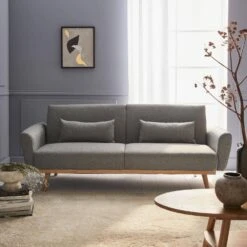 Canapé Convertible 2 à 3 Places Tissu Couleur : Gris Clair