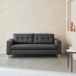 Canapé Lit Convertible 3 Places Avec Matelas 12cm - Fabriqué En France Couleur : Anthracite