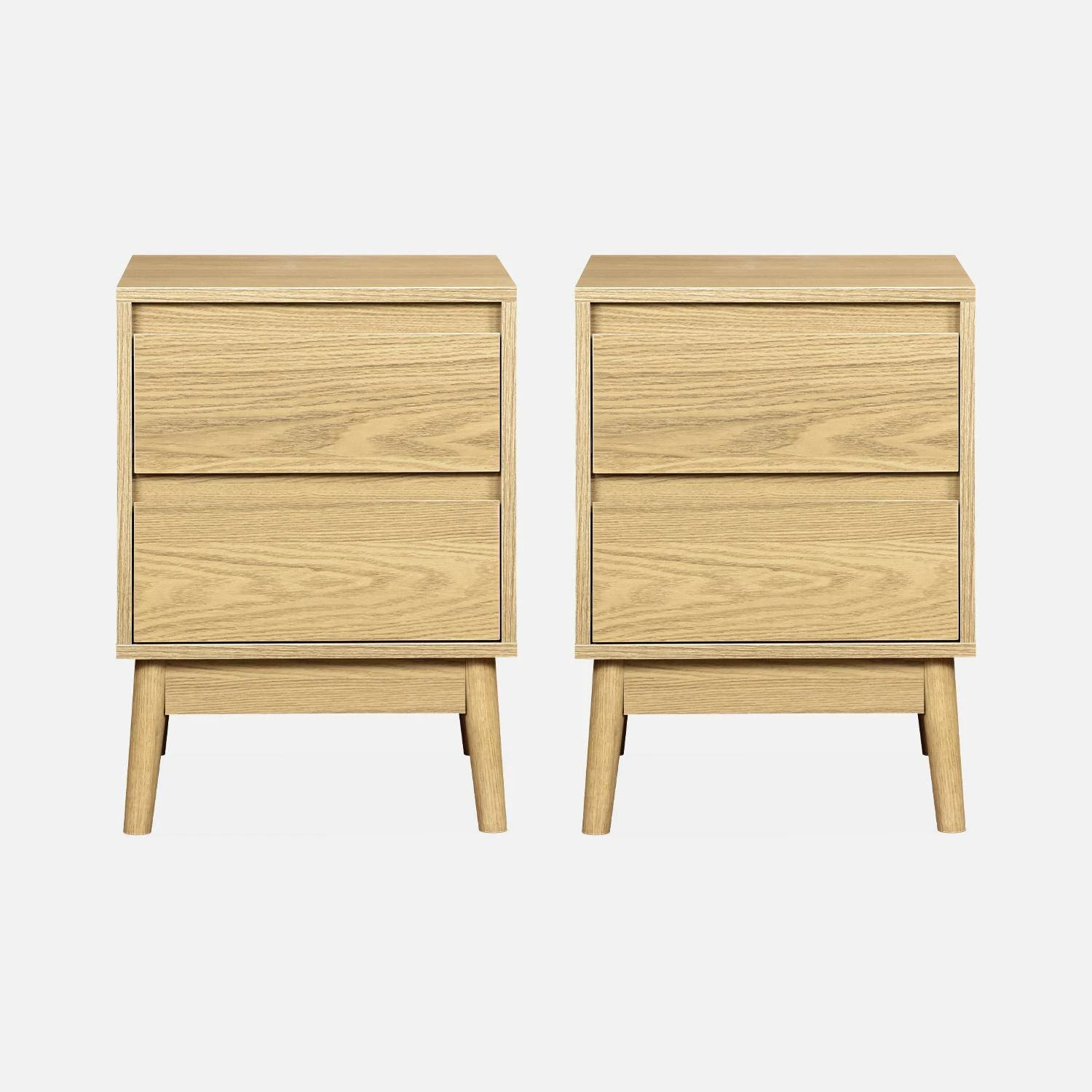 Table De Chevet Effet Bois Deux Tiroirs (lot De 2) 6 Table De Chevet Effet Bois Deux Tiroirs (lot De 2) – Image 4