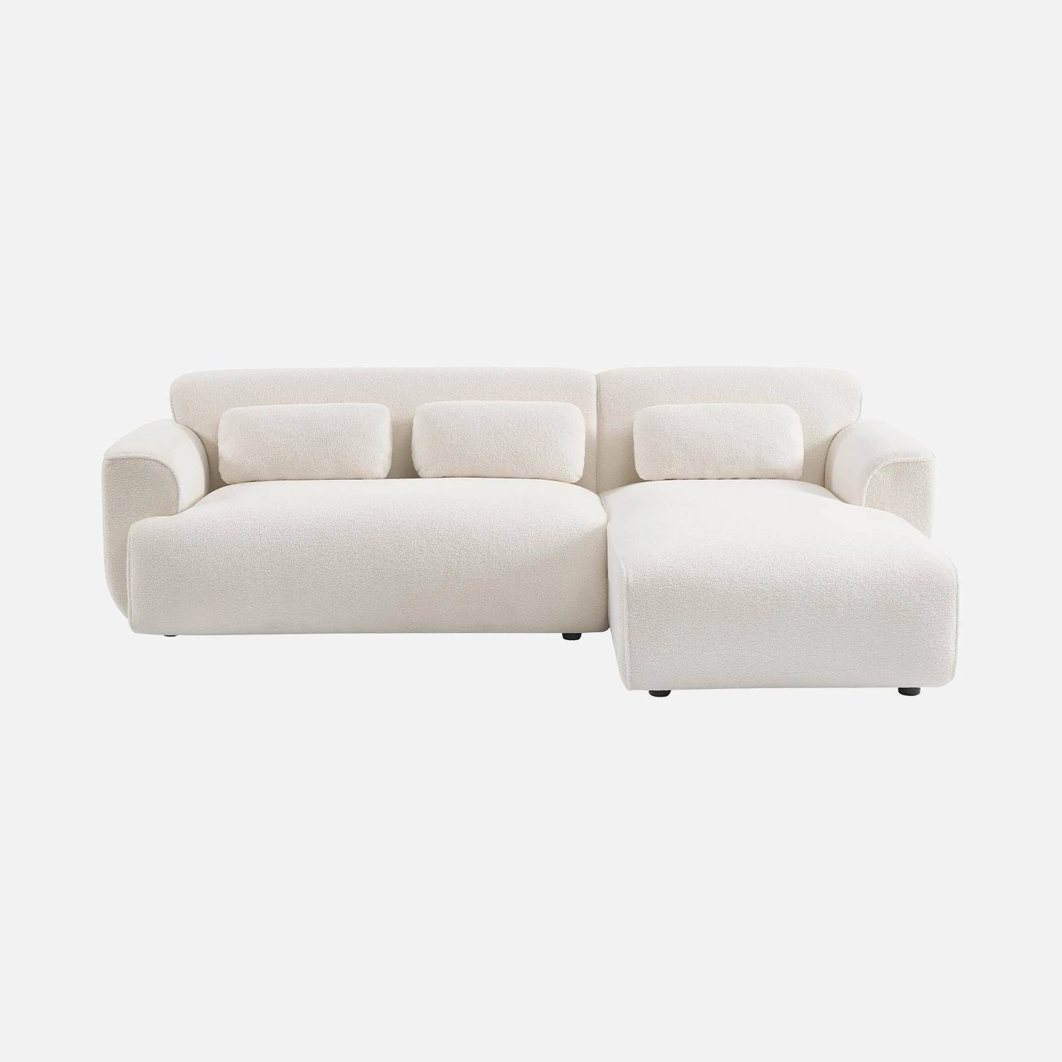 Canapé D'angle, Tissu Bouclette, 3 Places 4 Canapé D'angle, Tissu Bouclette, 3 Places – Image 2