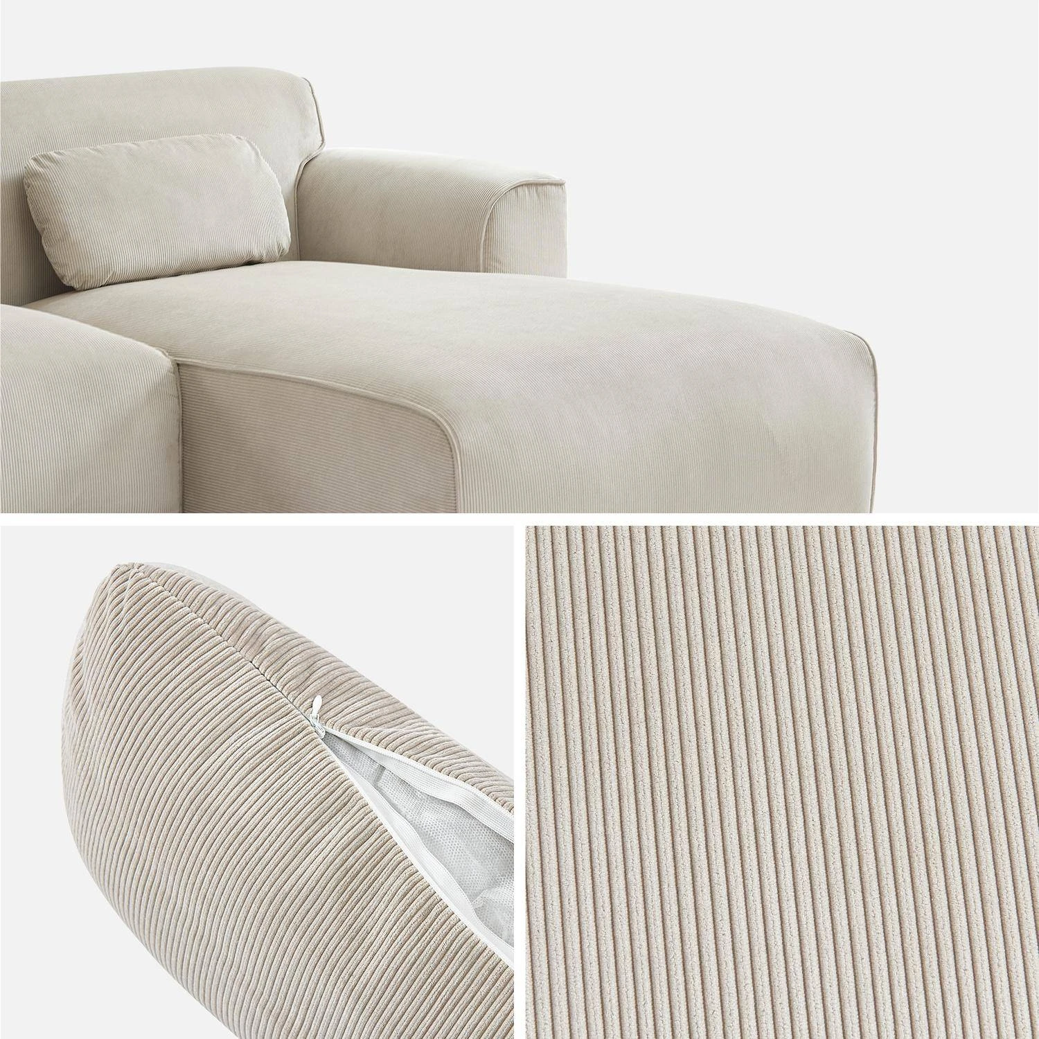 Canapé D'angle Velours Côtelé 2 à 3 Places 6 Canapé D'angle Velours Côtelé 2 à 3 Places – Image 4