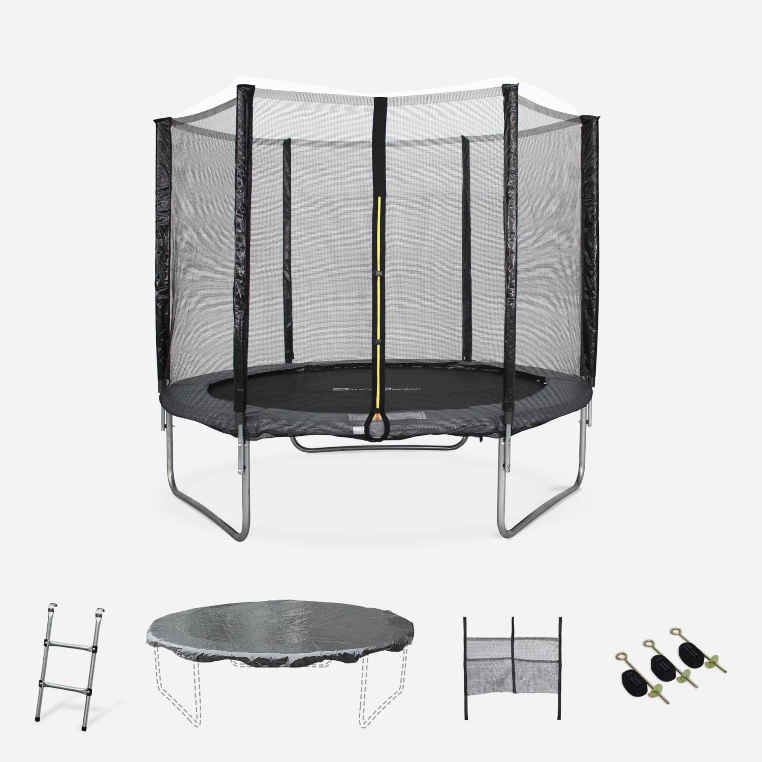 Trampoline 250cm Avec Pack D'accessoires Couleur : Gris 3 Trampoline 250cm Avec Pack D'accessoires Couleur : Gris