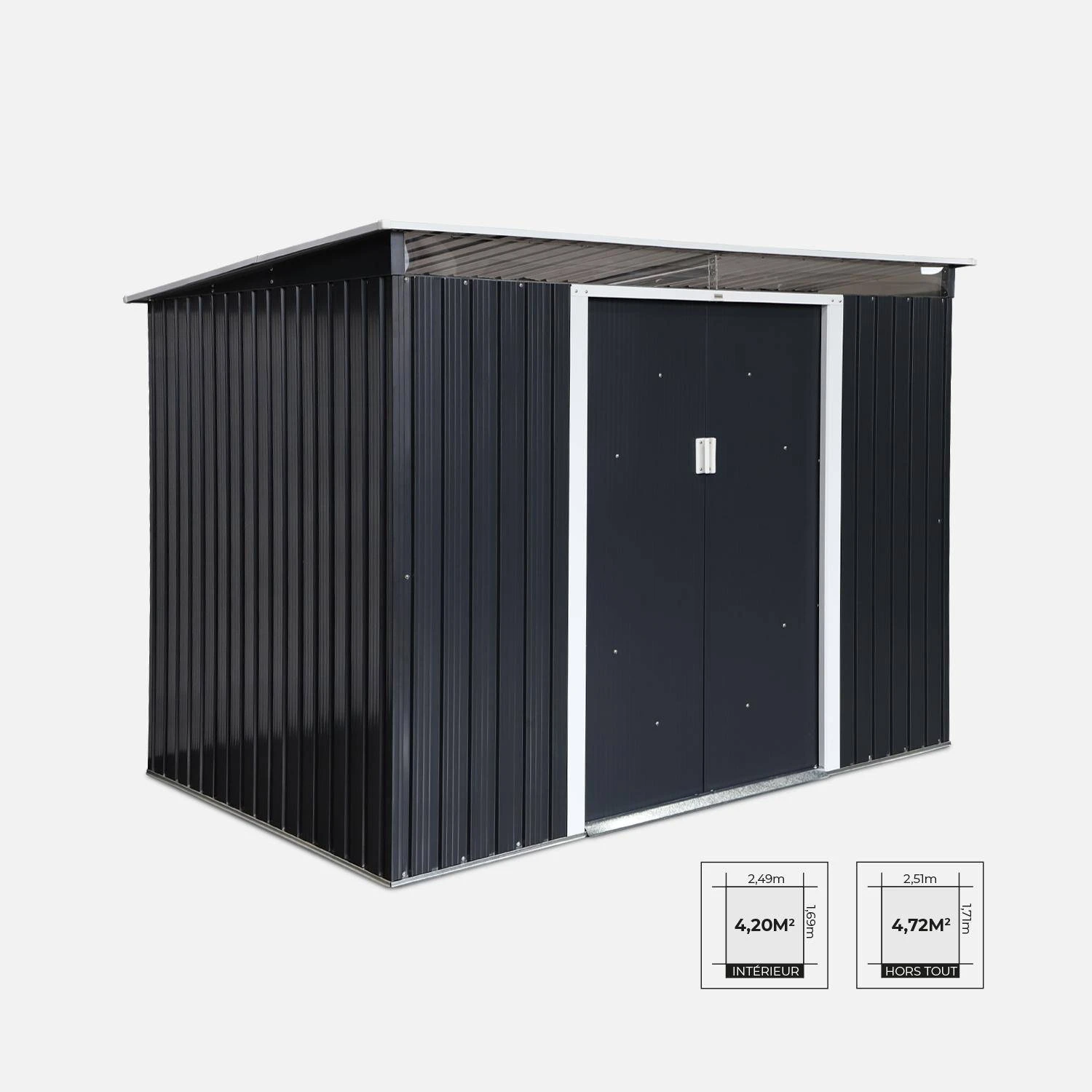 Abri De Jardin En Métal 4,85m2 Avec Puits De Lumière 4 Abri De Jardin En Métal 4,85m2 Avec Puits De Lumière – Image 2