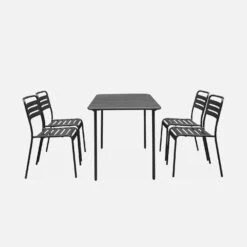 Table De Jardin Métal, 4 Chaises Couleur : Anthracite -Sweeek mt120x70r4at 2519be5ba348e41186ae57c04fd73b3a