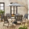 Table De Jardin Acier, 6 Fauteuils Et 1 Parasol -Sweeek mt140r6umbat 5b6f13107538d364f06cfe47135d61eb