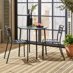 Table De Jardin Métal 2 Chaises Couleur : Anthracite