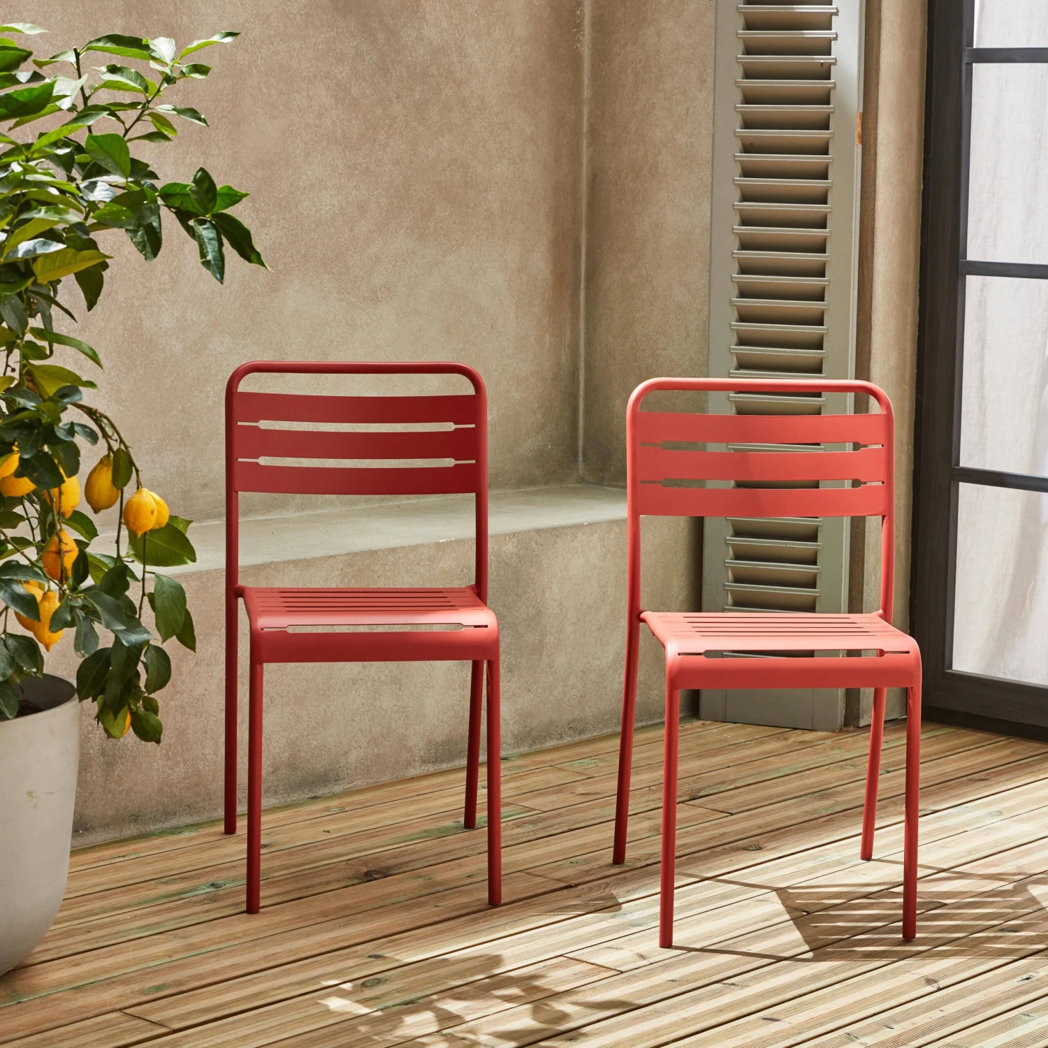 Chaise De Jardin En Acier (lot De 2) Couleur : Terracotta 4 Chaise De Jardin En Acier (lot De 2) Couleur : Terracotta – Image 2