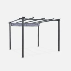 Pergola, Aluminium, 3x3m, Toile Coulissante Couleur : Gris 9 Pergola, Aluminium, 3x3m, Toile Coulissante Couleur : Gris -Sweeek pgakd3x3gy 456b46f41a9a146ad9d5c7a742da6be2