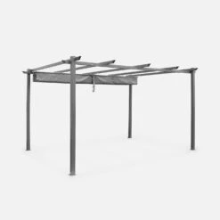 Pergola Aluminium 3x4m Toile Coulissante Couleur : Gris -Sweeek pgakd3x4gy 03dbf9472403ee715fda5cfeb244ca17