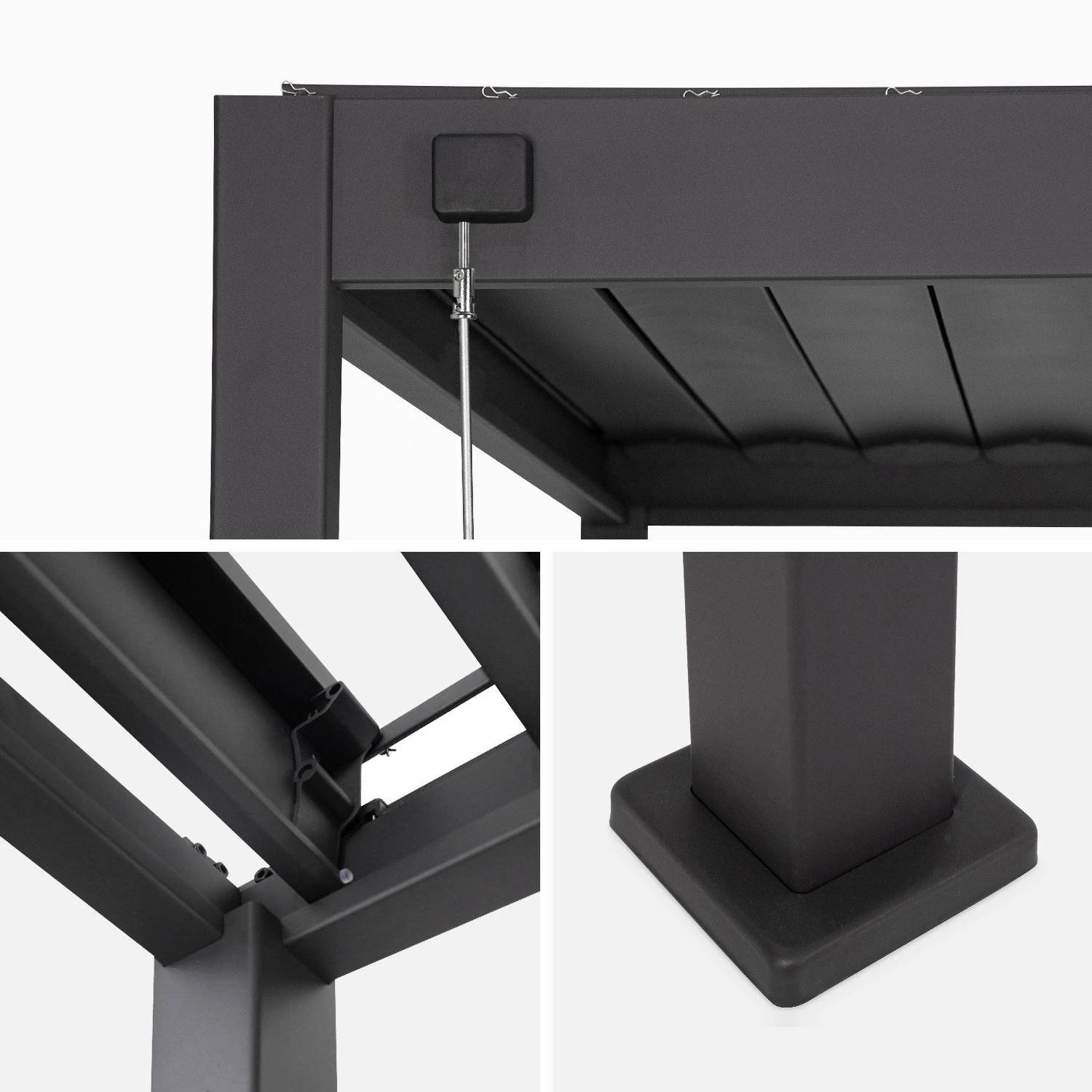 Pergola Bioclimatique Aluminium 3x4 Et Lot De 3 Persiennes 130cm 6 Pergola Bioclimatique Aluminium 3x4 Et Lot De 3 Persiennes 130cm – Image 4