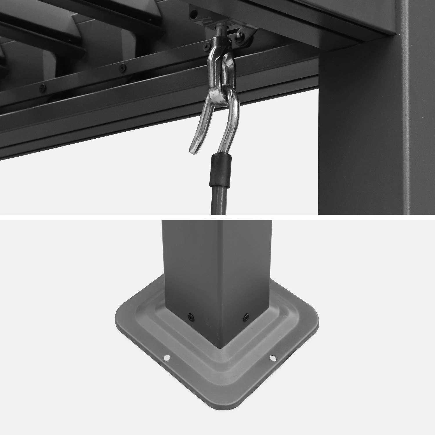 Pergola Bioclimatique, Aluminium Et Acier, 3x3 M, Lames Orientables 8 Pergola Bioclimatique, Aluminium Et Acier, 3x3 M, Lames Orientables – Image 6