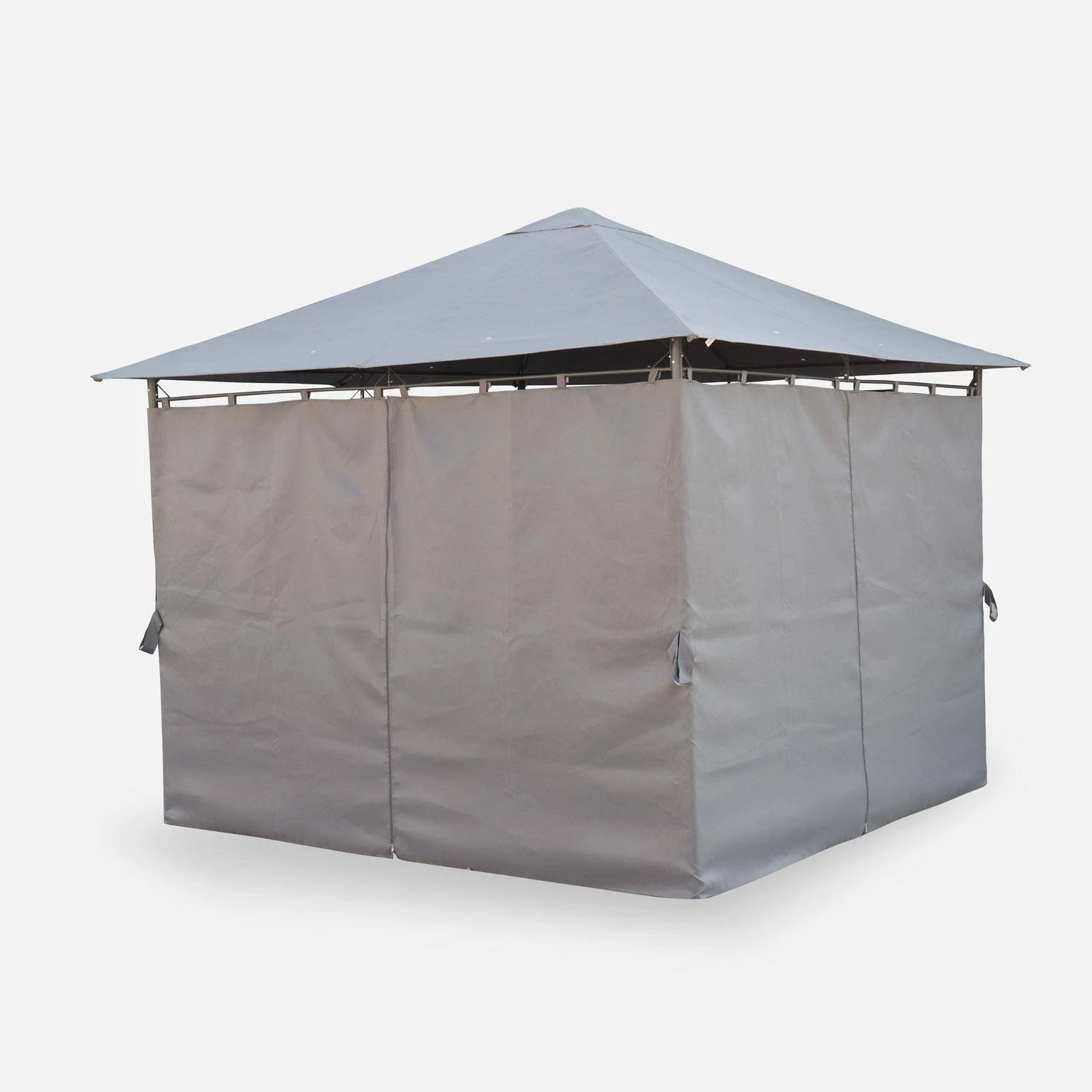 Tonnelle 3x3m Avec Rideaux Couleur : Gris 5 Tonnelle 3x3m Avec Rideaux Couleur : Gris – Image 3