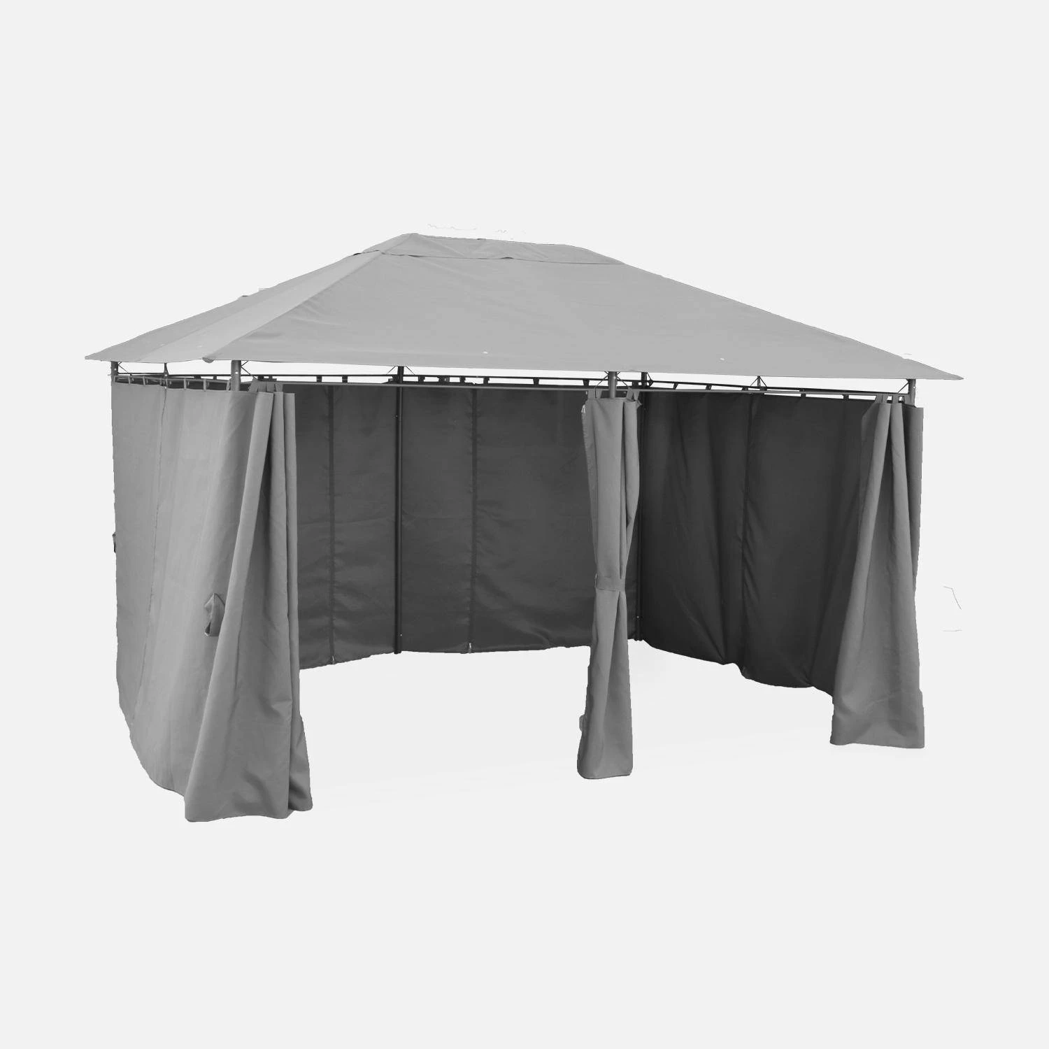 Tonnelle 3x4 M Avec Rideaux Couleur : Gris 4 Tonnelle 3x4 M Avec Rideaux Couleur : Gris – Image 2