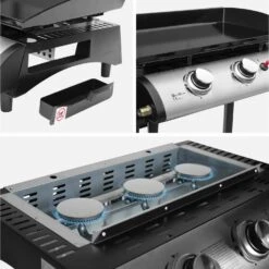 Plancha Gaz 3 Brûleurs Inox 7,5kW Avec Chariot -Sweeek ph1003trolley dee2e51a3a1ecf2b190da9076fbb17b8