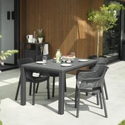 Table De Jardin Résine De Synthèse 4 à 6 Places -Sweeek plktbl150bk 2a6ba838aa80e4b40c311ea37cb744ae