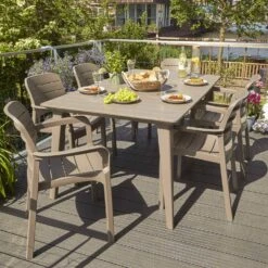 Table De Jardin Résine De Synthèse 4 à 6 Places Couleur : Cappuccino