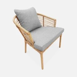 Salon De Jardin Bas Résine Tressée Effet Rotin 2 Places Couleur : Gris Chiné -Sweeek rawarmtx2gy d278eae04f448223e051e748baa238a2