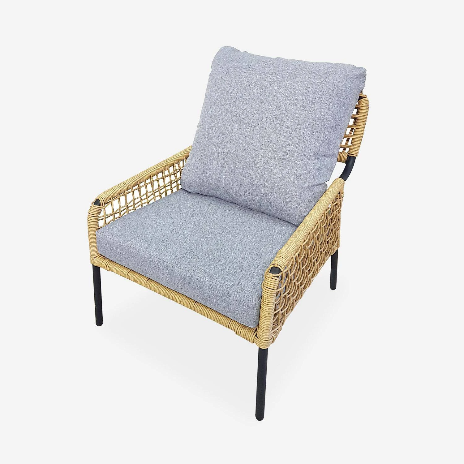 Salon De Jardin Bas Résine Tressée Effet Rotin 4 Places Couleur : Gris 5 Salon De Jardin Bas Résine Tressée Effet Rotin 4 Places Couleur : Gris – Image 3