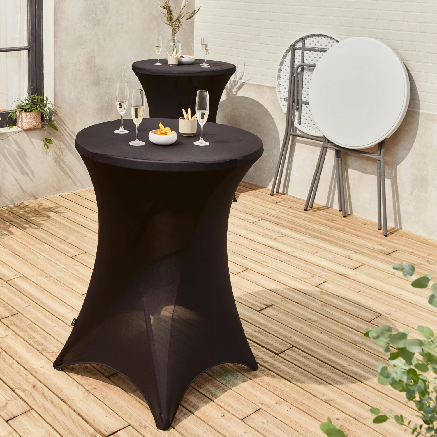 Table Mange Debout Pliable Avec Housse De Protection (lot De 2) Couleur : Noir 4 Table Mange Debout Pliable Avec Housse De Protection (lot De 2) Couleur : Noir – Image 2