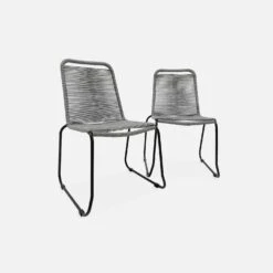 Chaise Jardin En Corde Empilable (lot De 2) Couleur : Gris Clair -Sweeek ropechrx2lgy 04e1e040eb83a847aae2e66671d9124a