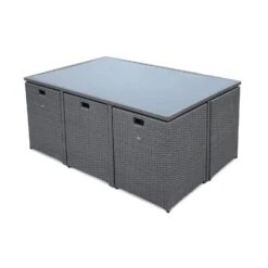Salon De Jardin 6-10 Places Avec Housse - Vasto Couleur : Gris / Gris -Sweeek salon de jardin 6 10 places vasto avec housse coloris gris coussins gris chine table encastrable bf478a37618cd78c4de7ac41e60fa9b0