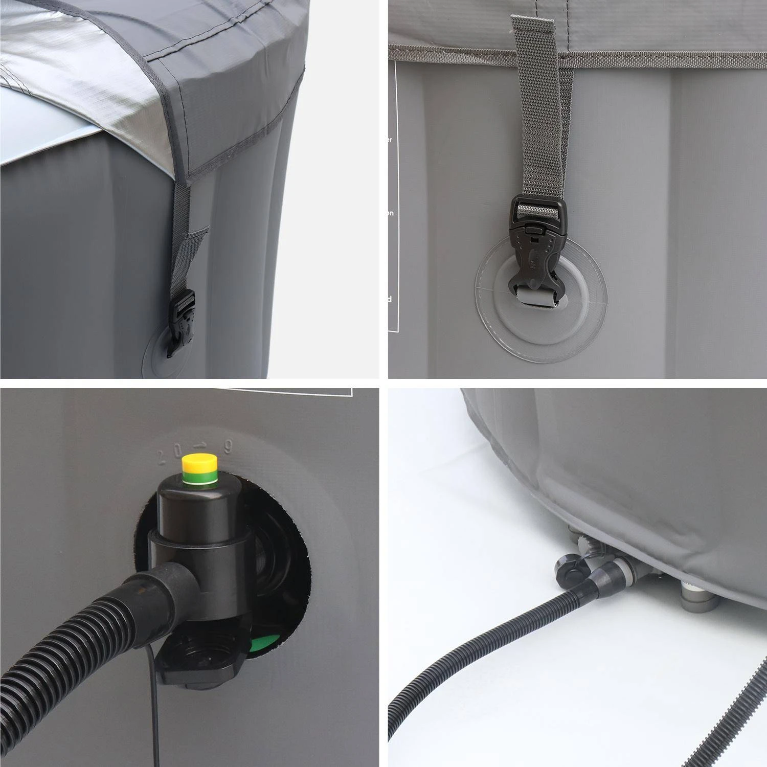 Spa Gonflable 4 Places Rond Bande LED, Système Anti-gel, Bâche 6 Spa Gonflable 4 Places Rond Bande LED, Système Anti-gel, Bâche – Image 4