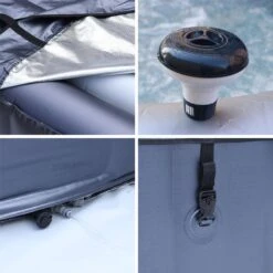 Spa Gonflable 2 Places Rond, Gonflage Automatique, Ozonateur, Couvercle Et Tapis -Sweeek spanestr2 dd3f3925ff0fda9af72a2574f3132e8c