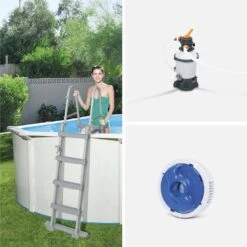 Piscine Hors Sol Tubulaire Ronde Avec Filtre, Tapis, Bâche Et échelle -Sweeek spbw360hyd 55ff3cc32d2746c60be416a38d506240