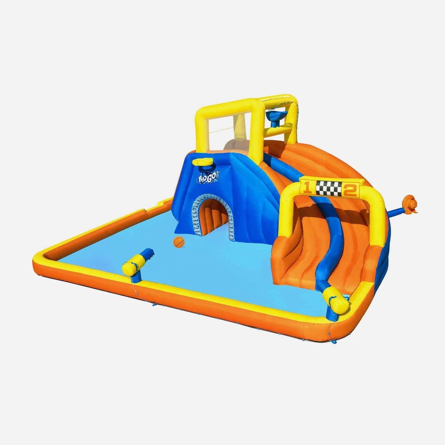 Aire De Jeux Gonflable Avec Toboggan Et Panier De Basket 3 Aire De Jeux Gonflable Avec Toboggan Et Panier De Basket