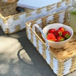 Plateau Avec Poignées Paille Tressée (lot De 2) -Sweeek trayx2natwh 508e8de98771709104f4eb8e98f345e1