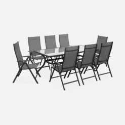 Table De Jardin Aluminium, 8 Chaises -Sweeek tx190x8gris 2d353cbd81ade05968555bc54e0ce42f