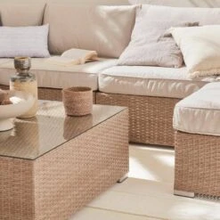 Salon De Jardin Résine Tressée 8 à 10 Places Couleur : Beige / Beige -Sweeek w001natbg a3263deb3a92a83326263000abd534d0