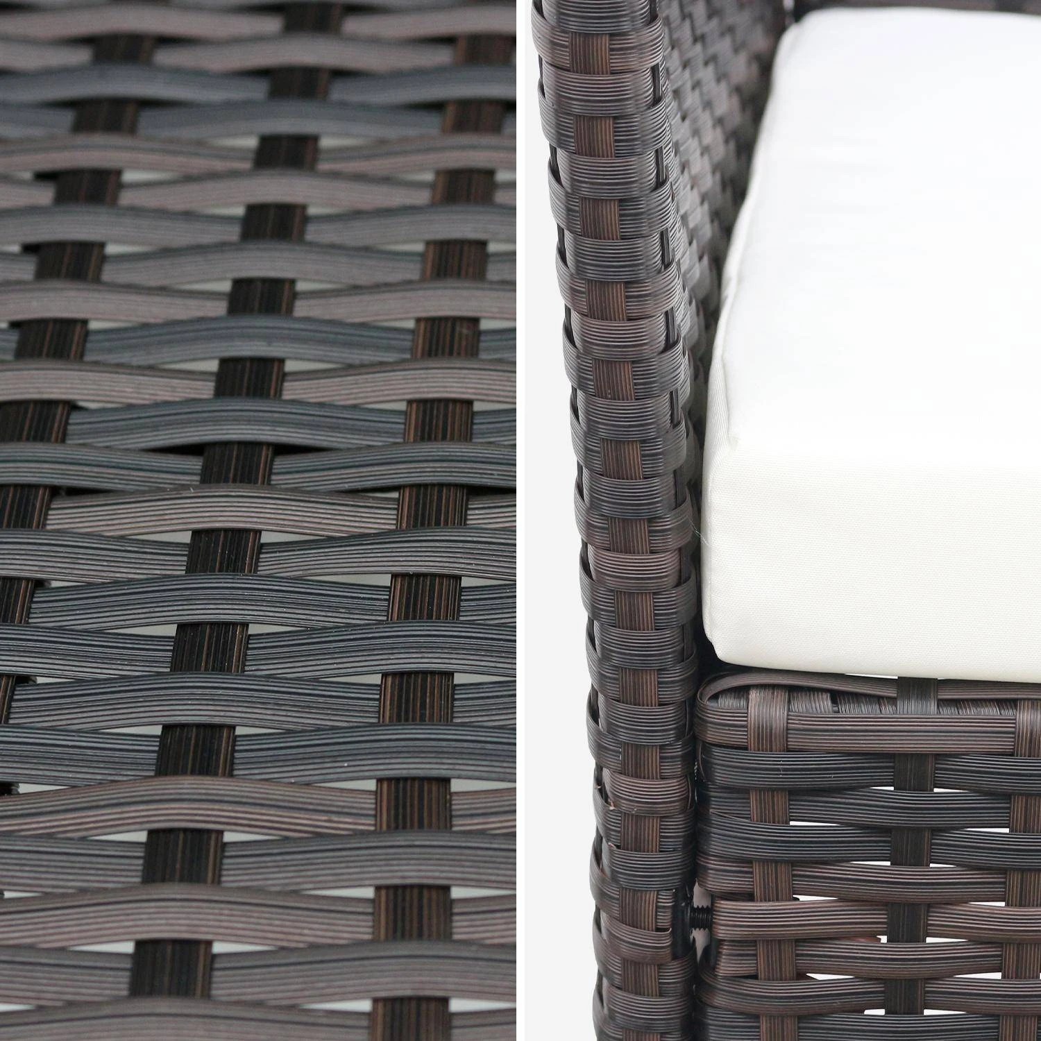 Salon De Jardin Résine Tressée 4 Places Couleur : Marron / Ecru 9 Salon De Jardin Résine Tressée 4 Places Couleur : Marron / Ecru – Image 7