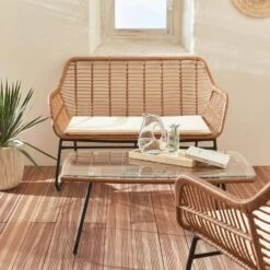 Salon De Jardin Résine Effet Rotin Et Métal 4 Places -Sweeek wk4bamb 159b6d001bcaeb388d02333b3d836e37